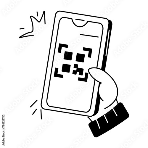 An outline icon of mobile qr scan 