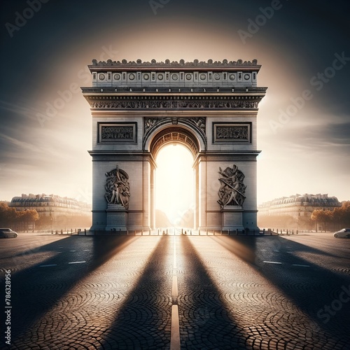Illustration of the arc de triomphe in paris photo