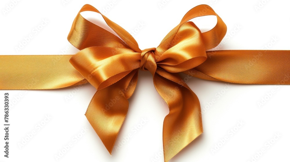 Gold ribbon with bow isolated on white Gold ribbon with bow isolated on white