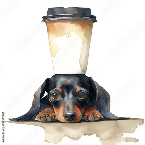 Watercolor Dachshund Cup Style Coffee Takeaway