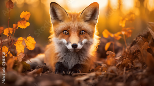 Captivating Fox Portrait at Sunset. Generative AI