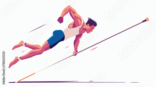 Pole vaulter flat vector isolated on white background