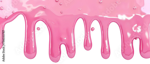 Abstract liquid pink drip isolated on white or transparent background
