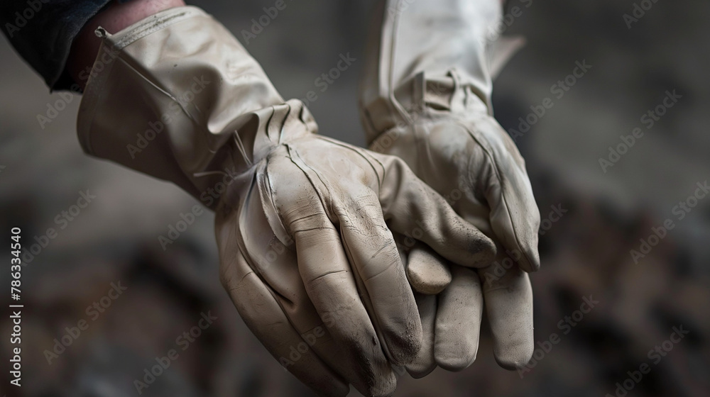 Artisanal plaster-coated work gloves for craftsmanship tutorials and DIY project blogs