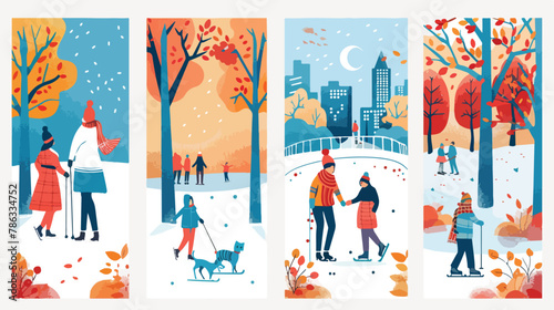 Posters of seasons winter spring summer autumn illustration © Bill