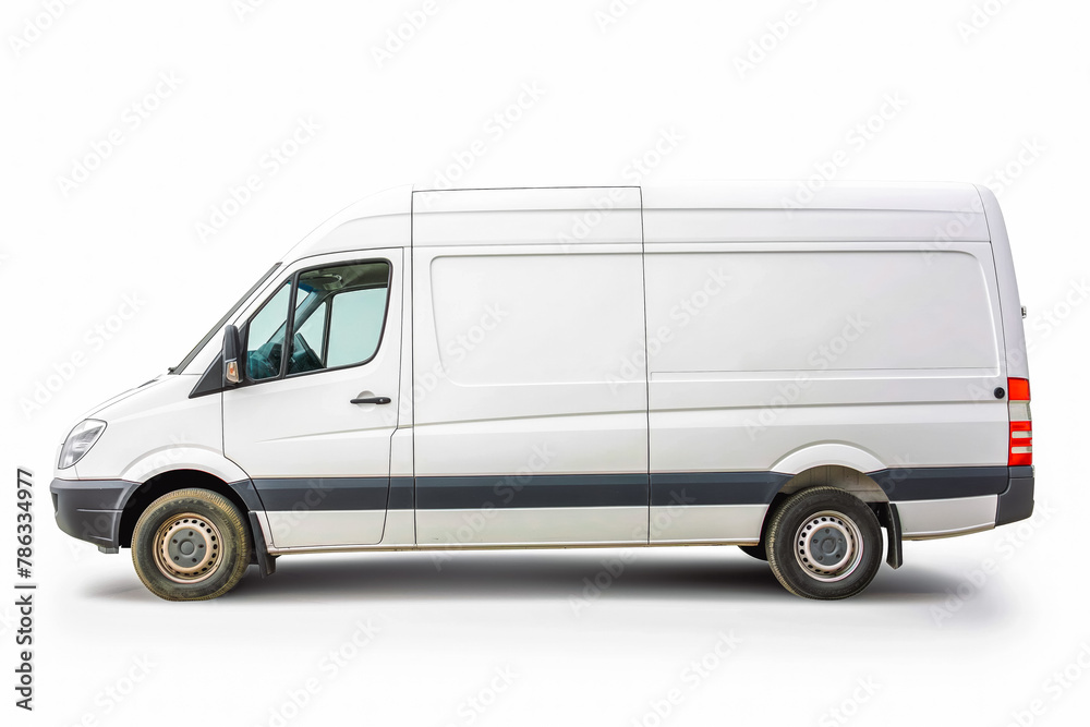 Delivery white van or truck with space for text isolated over white background. Delivery white van or truck with space for text isolated over white background.