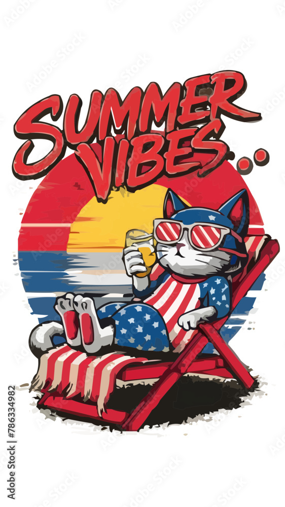Naklejka premium Summer Vibes Vector Illustration T shirt design