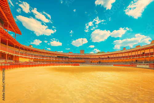 Empty round bullfight arena in Spain. Spanish bullring for traditional performance of bullfight photo