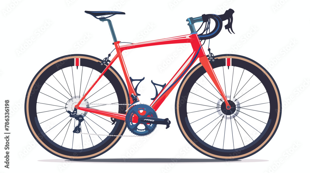 Profile road bike high detail flat vector isolated on