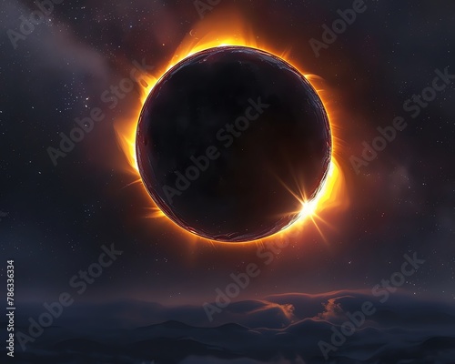 A total solar eclipse captured in its breathtaking totality, a moment of awe, the dance of celestial bodies, dark and majestic, 