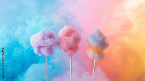 Colorful cotton candy in soft pastel color background