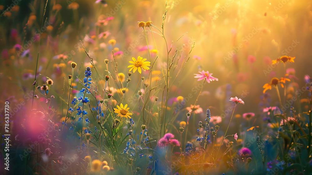 Colorful meadow with wild flowers