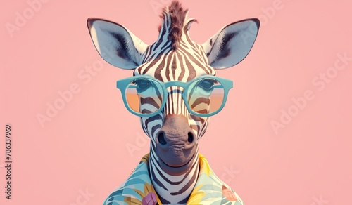 cute zebra wearing colorful glasses © Photo And Art Panda