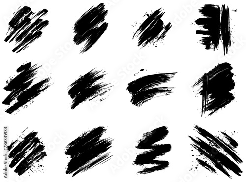 strokes with a dry brush, black pattern silhouette overlay vector, shape print monochrome design, laser cutting engraving nocolor