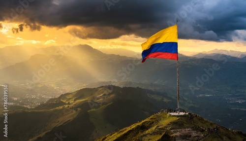 The Flag of Colombia On The Mountain.