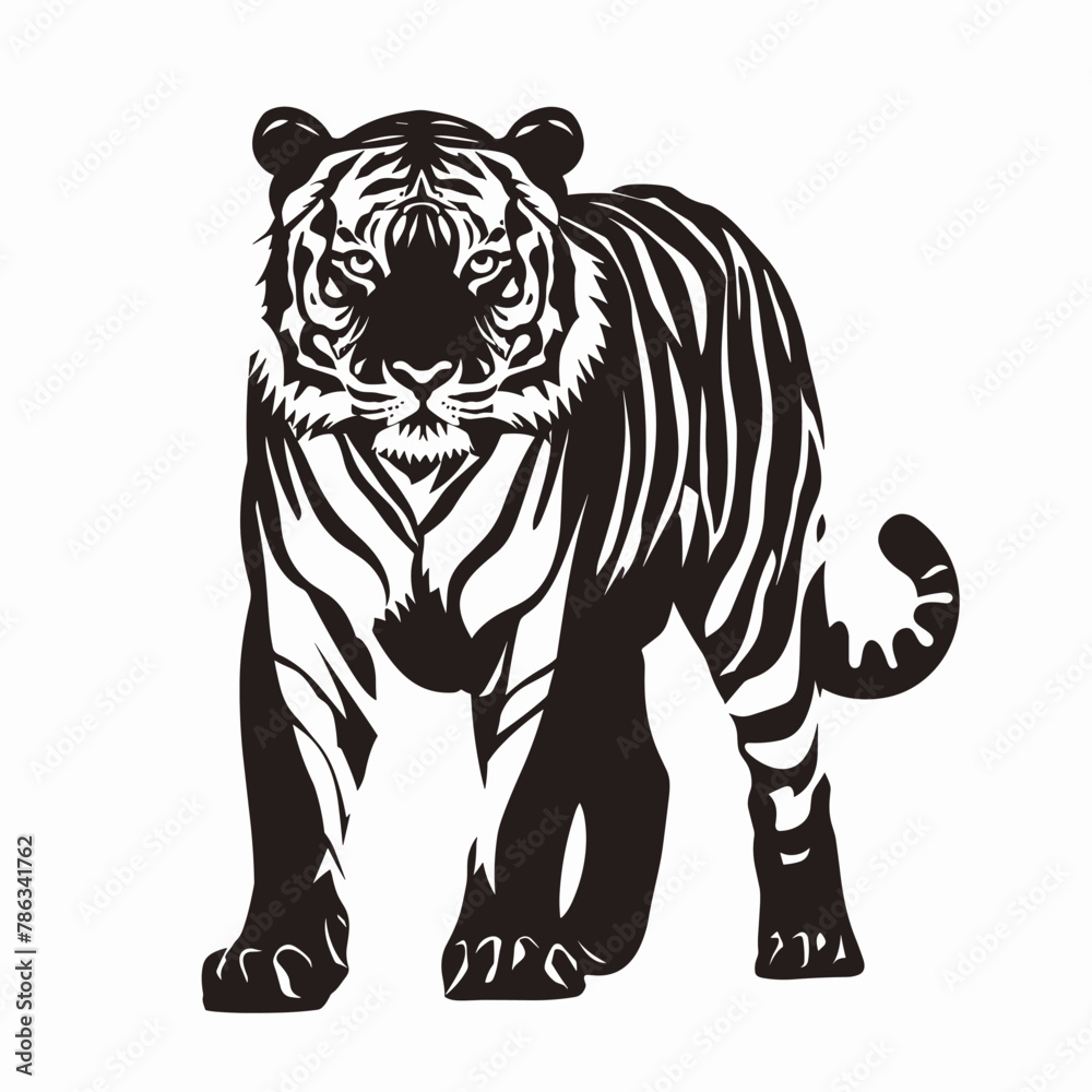 Fototapeta premium vector silhouette of a tiger on a white background .Generative AI