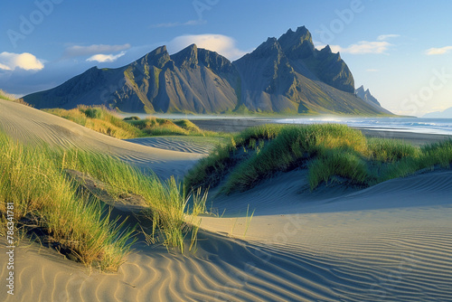 Sand dunes on the Stockiness on southeastern Icelandic coast