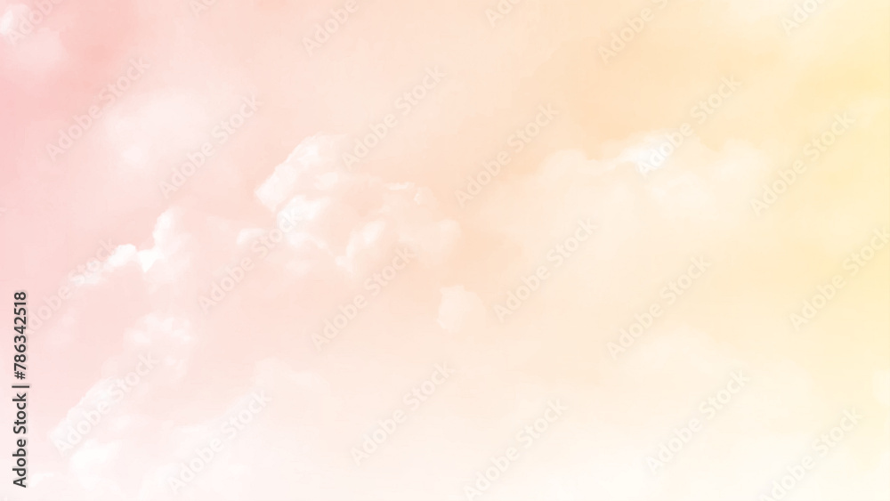 Fototapeta premium Beautiful horizontal view of a white clouds on a pink sky. Background illustration.