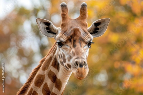 majestic giraffe portrait with kind eyes and unique spotted fur pattern wildlife photography © Lucija