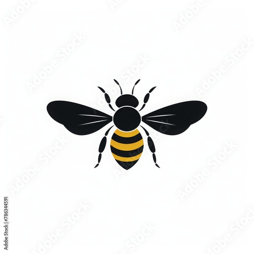 bee logo 2d honey bee flat logo illustration