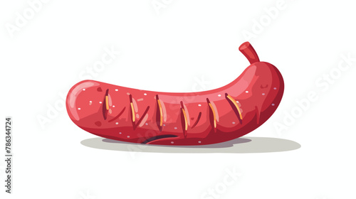 Red Sausage Cartoon flat vector isolated on white background