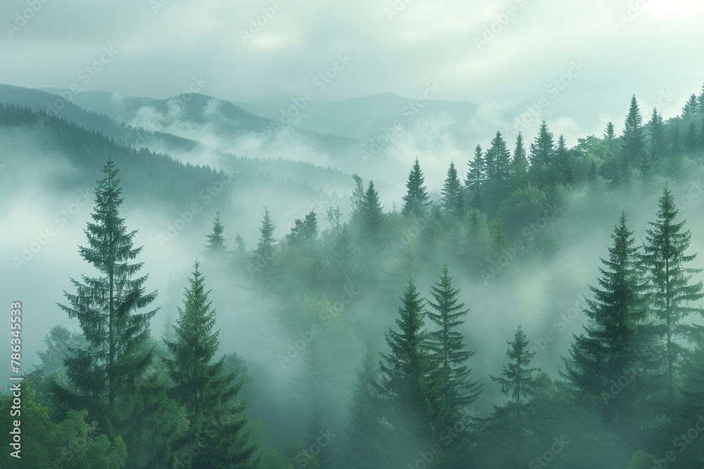 Obraz premium Forest in fog