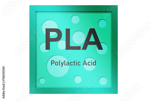 Polylactic acid (PLA) polymer on blue background photo
