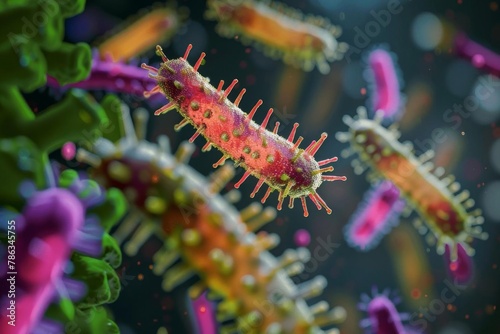 microscopic menace 3d rendering of dangerous bacteria viruses and microorganisms