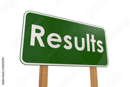 Green road sign banner with results word