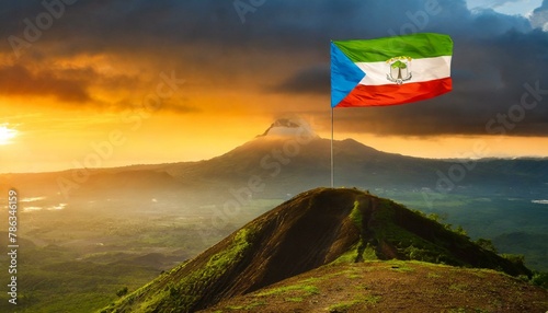 The Flag of Equatorial On The Mountain. photo