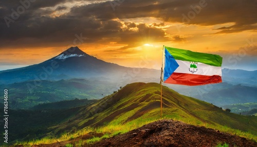 The Flag of Equatorial On The Mountain. photo