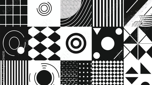 Retro black and white geometric pattern background vector