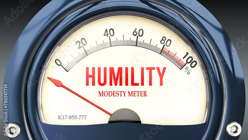 Obraz na plátně Humility and Modesty Meter that hits less than zero, showing an extremely low level of humility, none of it, insufficient