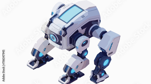 Robot isometric left top view 3D icon flat vector isolated