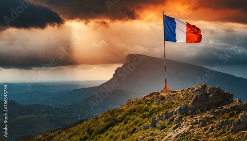 The Flag of France On The Mountain.