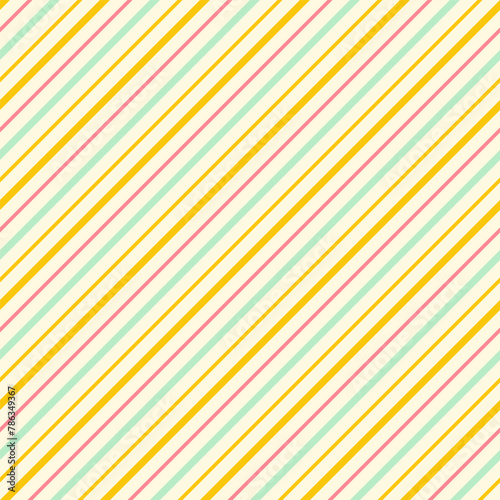 Happy kitschy cute vintage 1950s style diagonal mint green peach pink yellow lines  photo