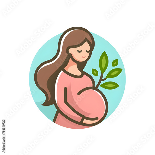 pregnant mom   flower and leaves isolated on a white background  flat vector illustration 