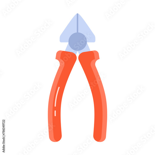 Cutting pliers tool. Electrician tools, electrician supplies flat vector illustration