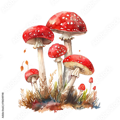 Ruby Fungi: Beautiful Red Mushrooms Isolated on Transparent Background