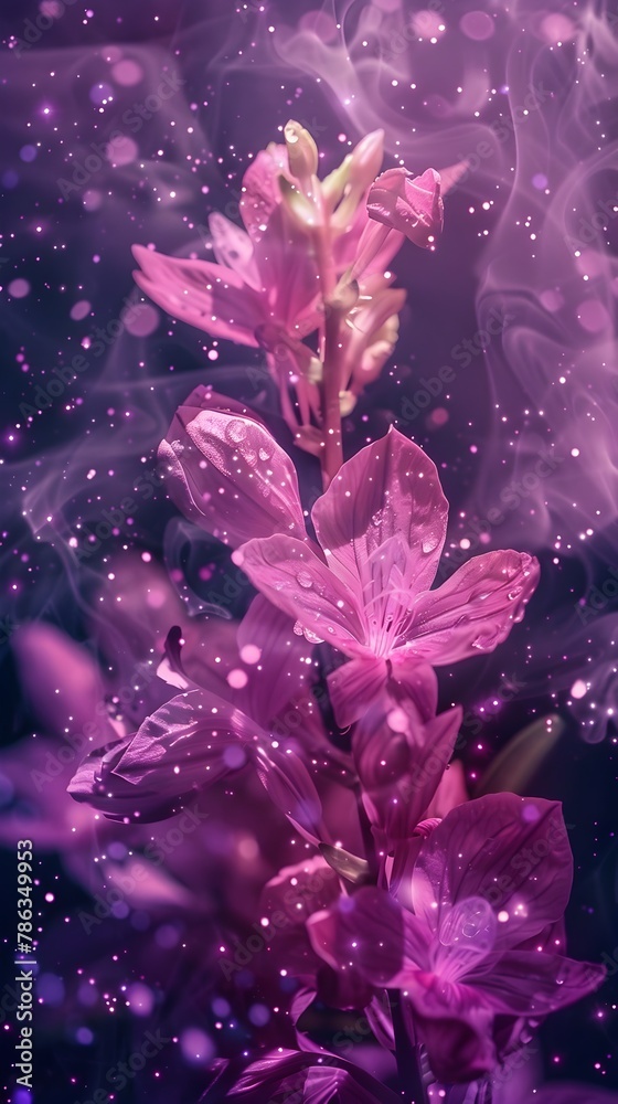 Ethereal Orchid Blooms Mingling with Cosmic Dust Ethereal Orchid Blooms Mingling with Cosmic Dust