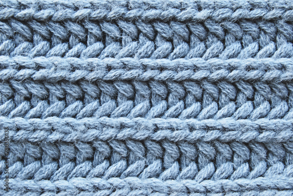 Gray chunky knit fabric pattern close up as background