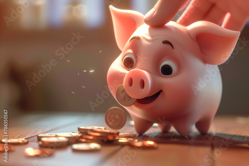 Piggy Bank on Wooden Table