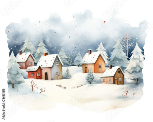 PNG Christmas minimal countryside architecture building