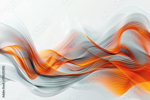 Abstract Curved Waves in Motion for Modern Tech Design on White Background