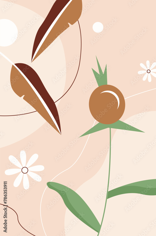 Cute abstract floral pattern of autumn plants, flowers and berry fruit vector illustration Cute abstract floral pattern of autumn plants, flowers and berry fruit vector illustration
