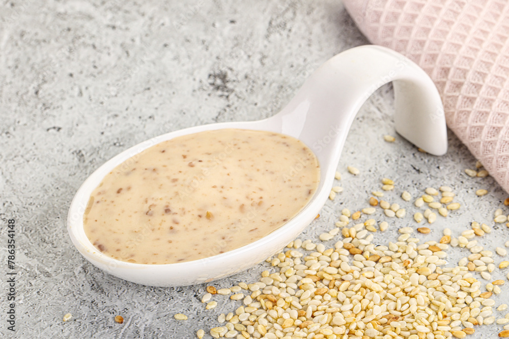 Sesame sauce in the bowl Sesame sauce in the bowl
