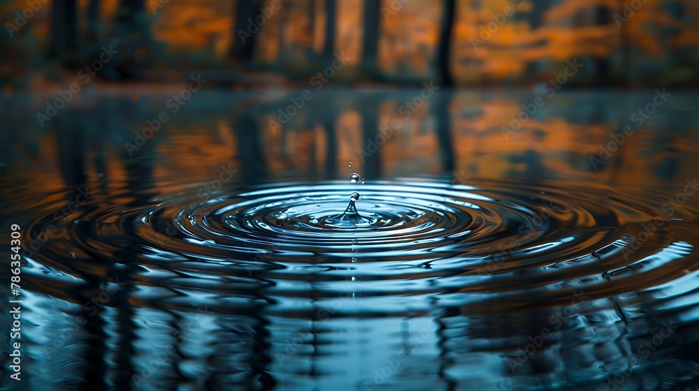 Focus on the rippling surface of a pond as a stone skips across ...