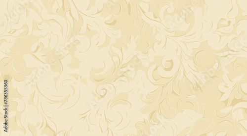 a beige background with swirls and leaves