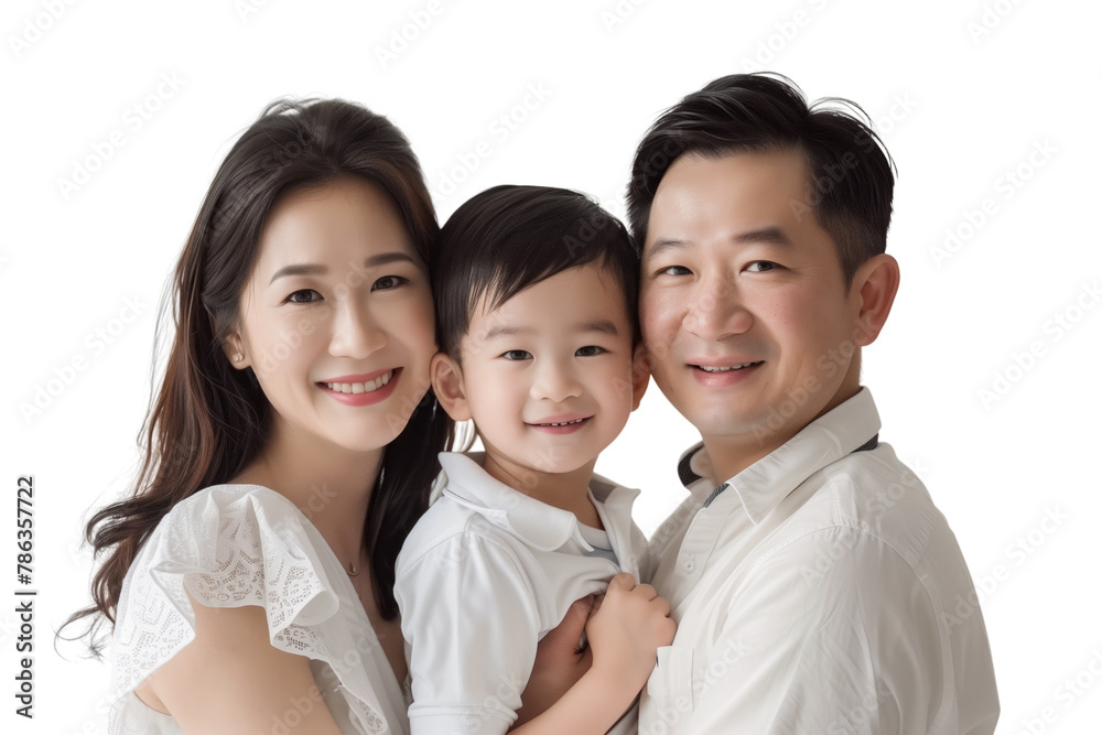 Asian family father mother child transparent background