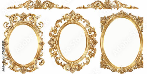 a set of three gold frames with ornate designs photo